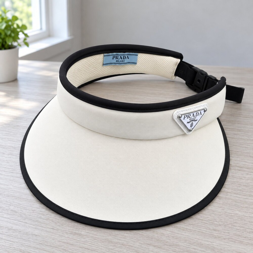 Prada White Black Trim Sun Visor